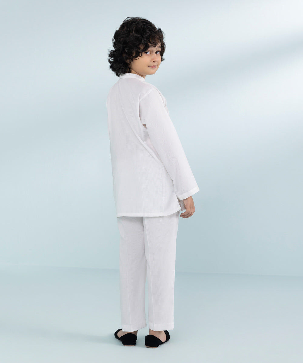 Boys 2 Piece Dobby Suit in White