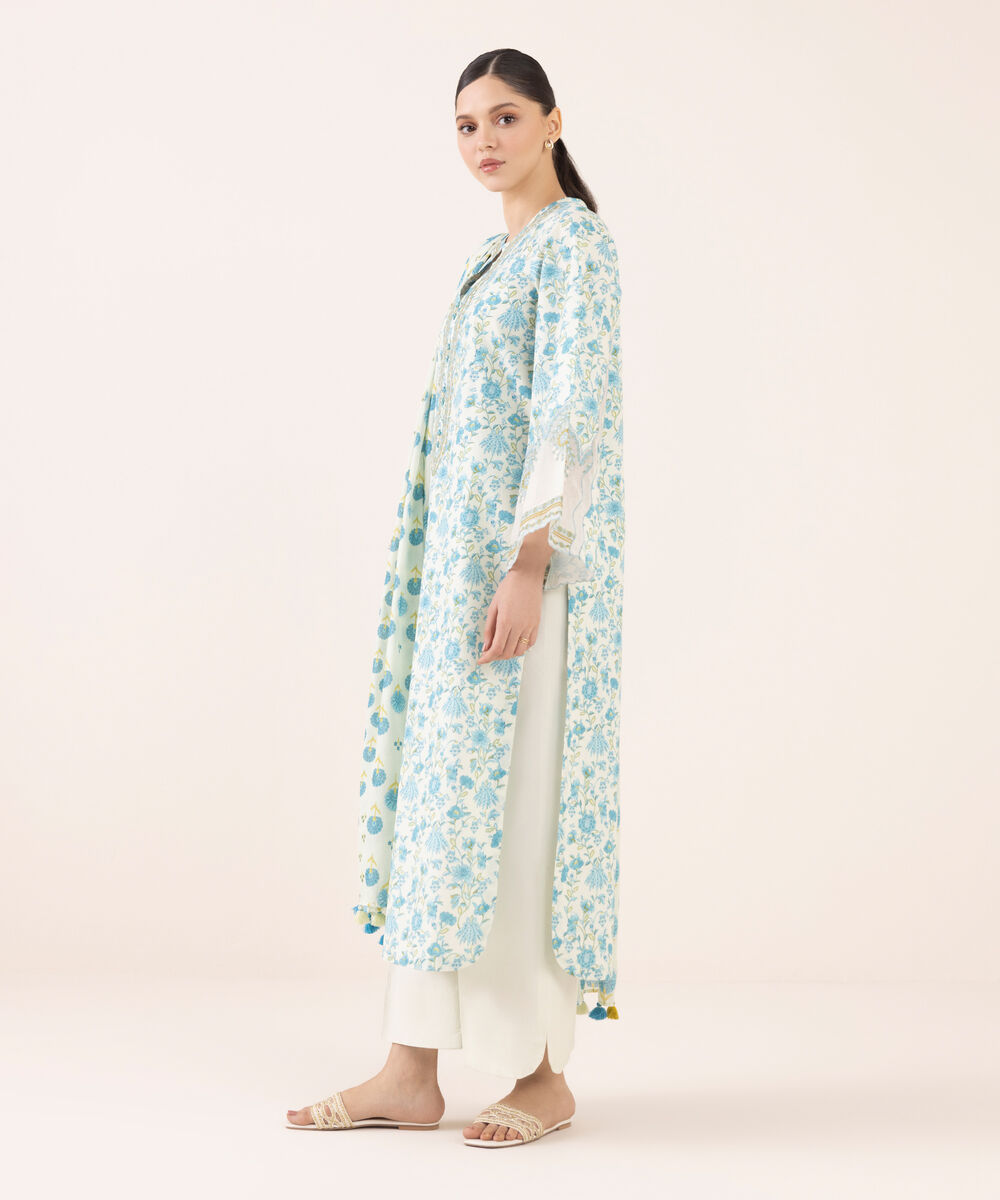 Women's Unstitched Cotton Embroidered Multi Three Piece Suit