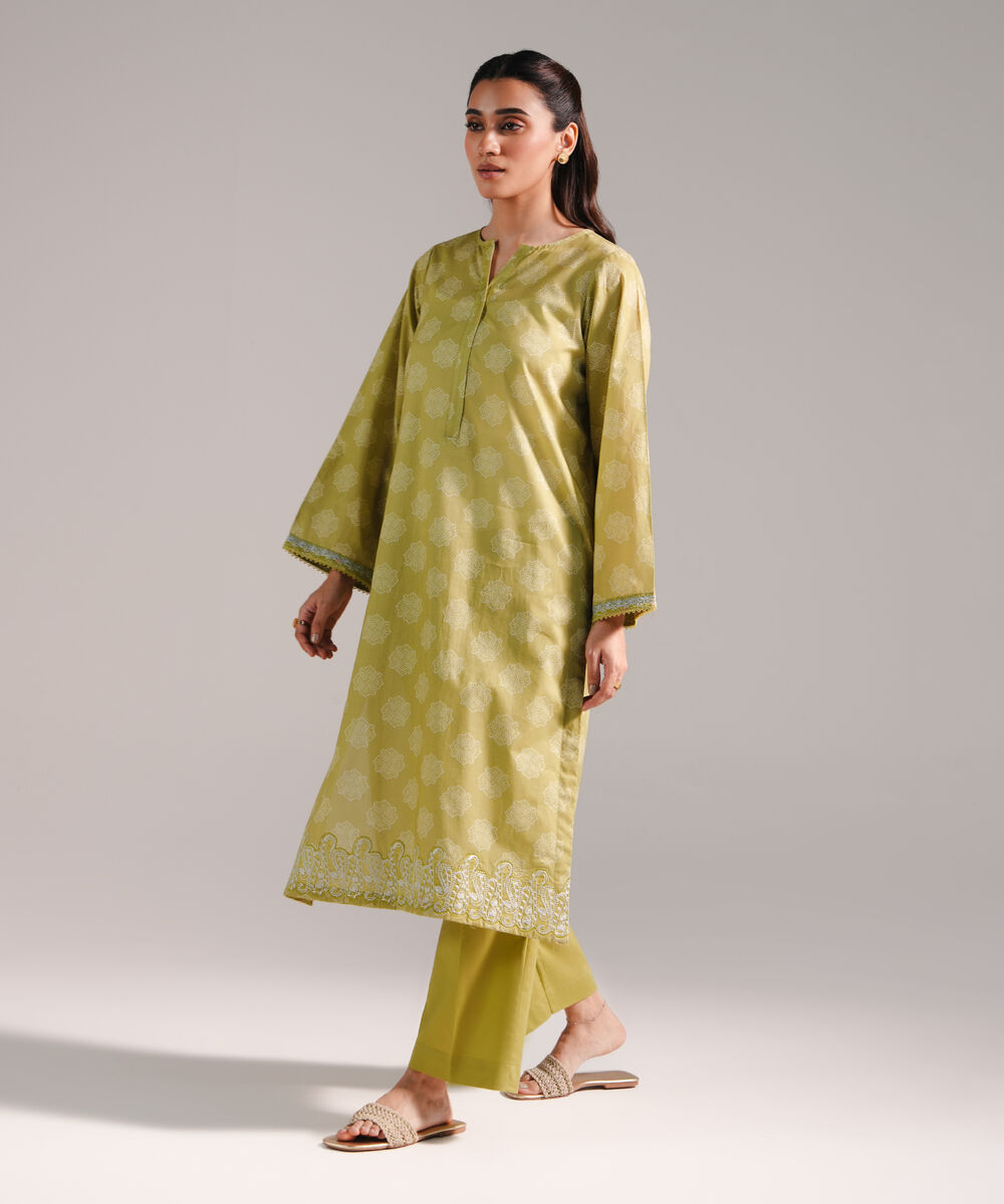 Women's RTW Lawn Embroidered Mint Green 2 Piece Suit