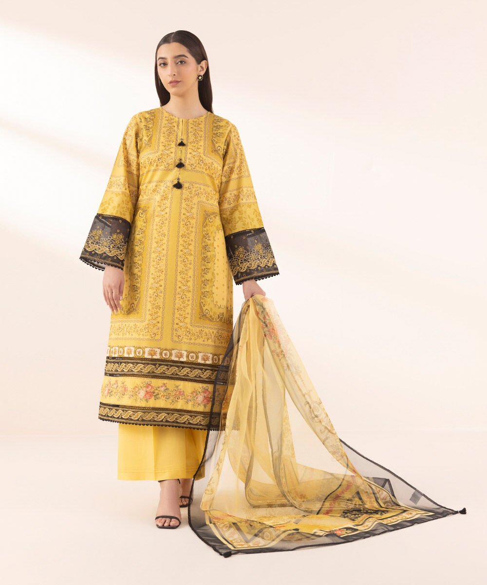 Woman - Yellow Embroidered Zari Lawn Shirt