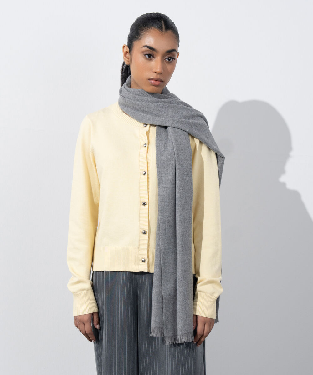 Women's Western Wear Grey Plain Woollen Scarf