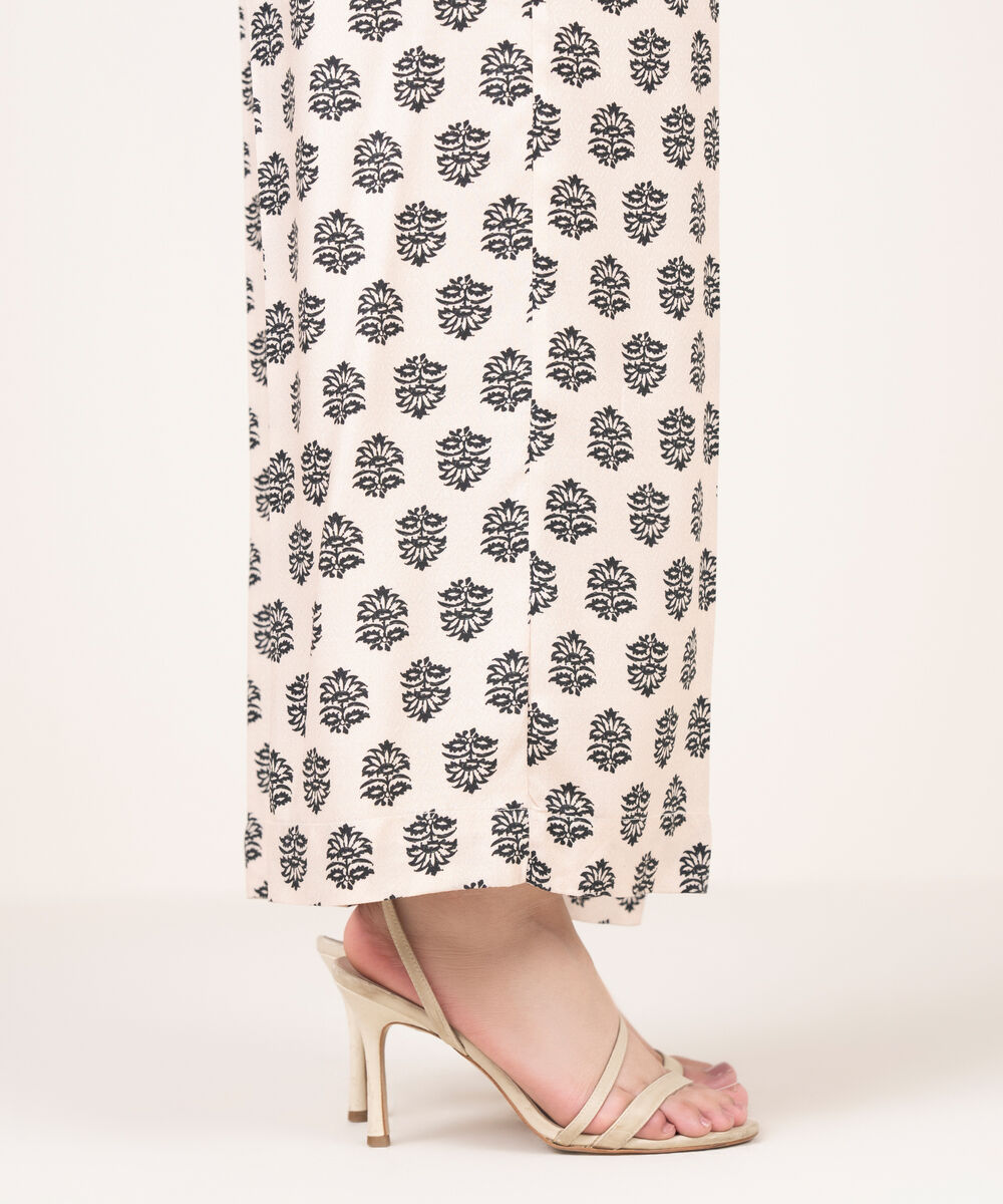 Women's RTW Dobby Printed Off White Culottes