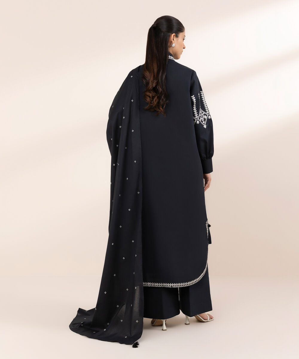 Women's Unstitched Khaddar Black 3 Piece Suit