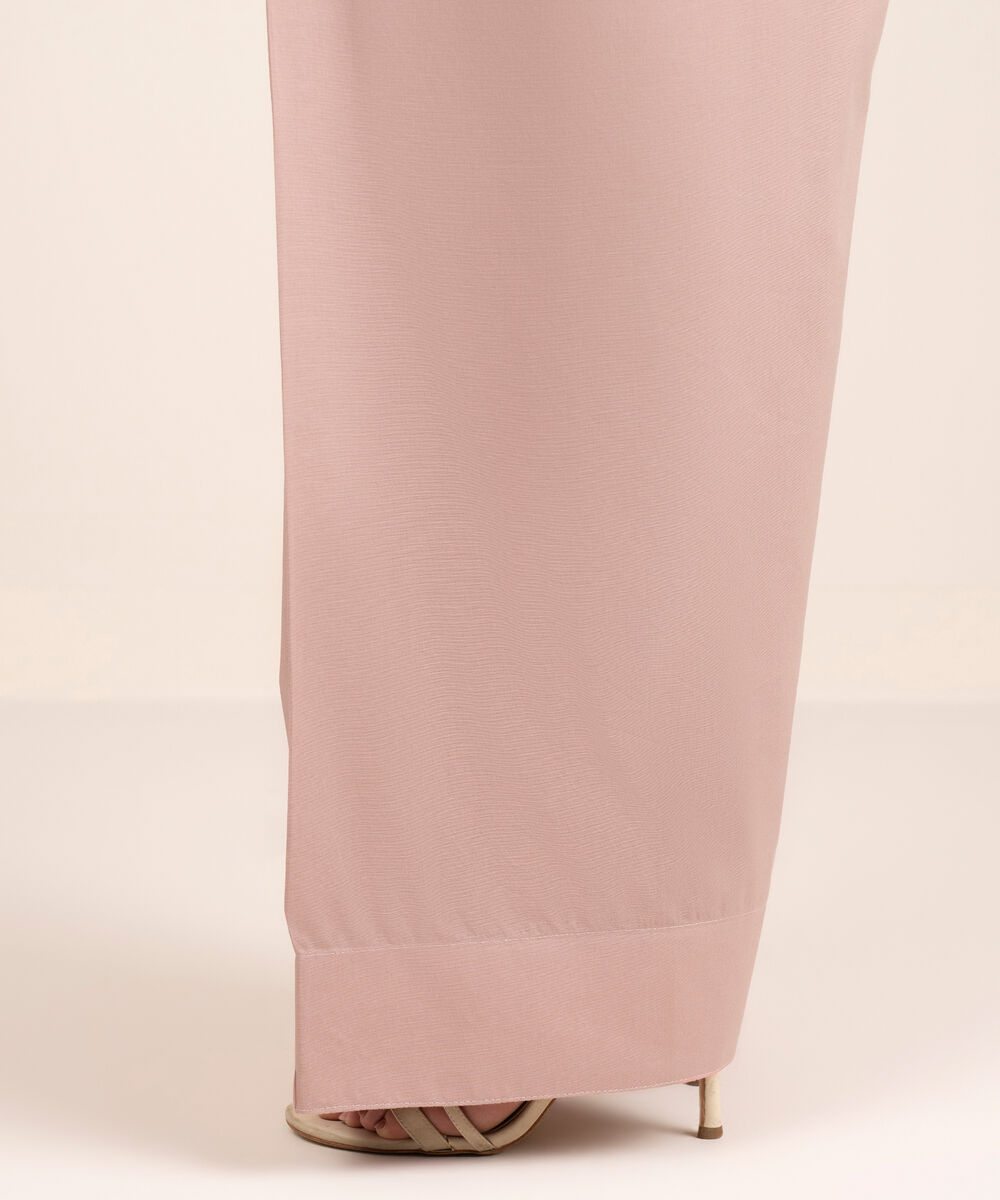 Women's RTW Cotton Viscose Solid Pink Farshi Shalwar