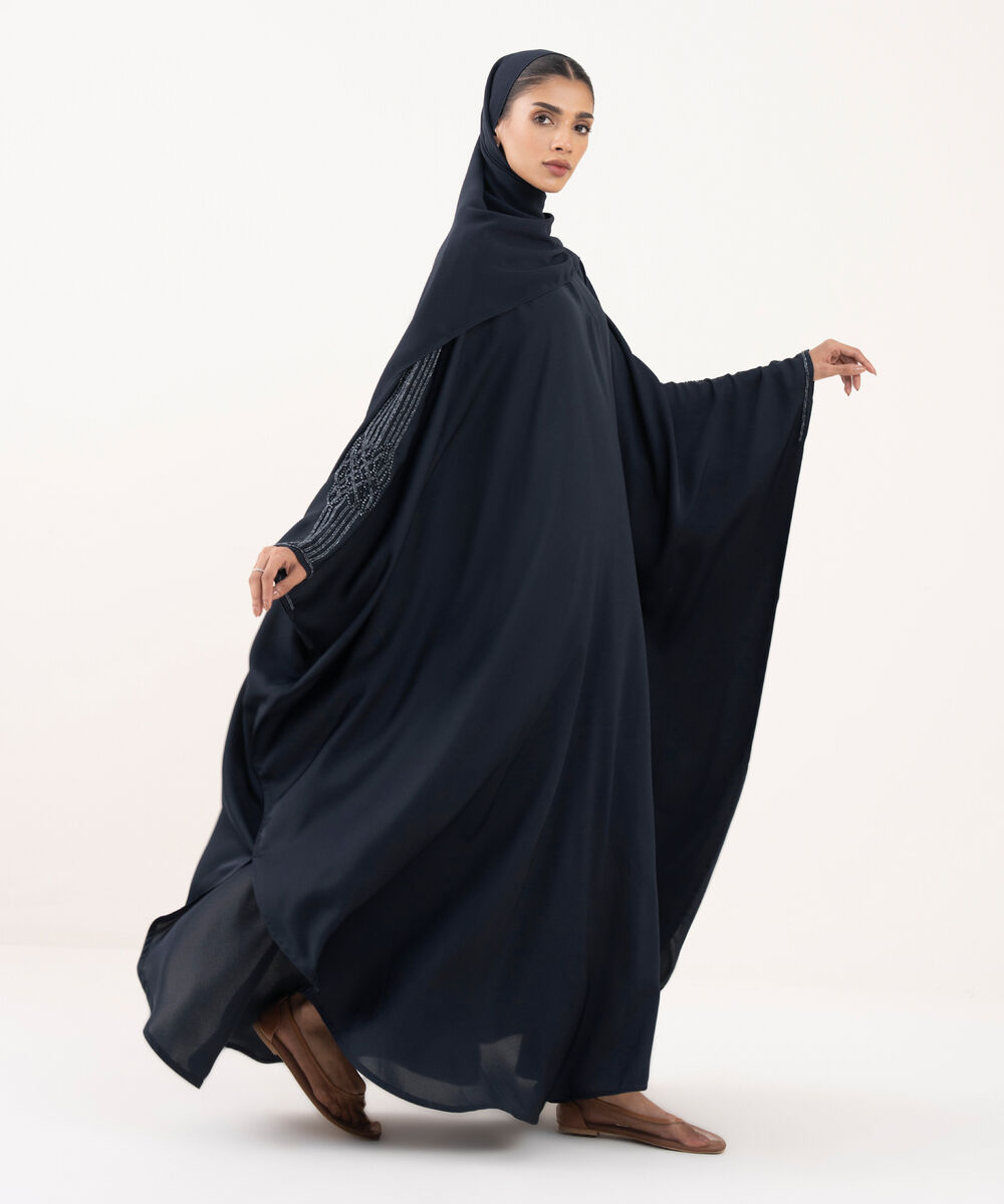 Women's Blue Polyester Abaya Set