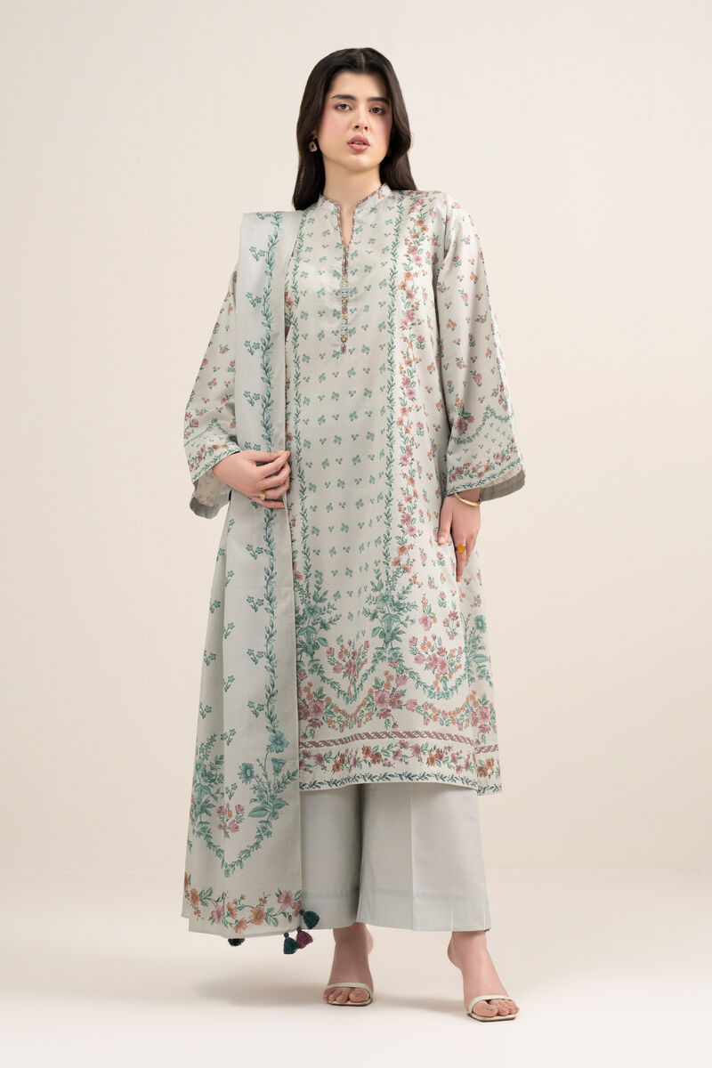 3 Piece - Printed Zari Lawn Suit