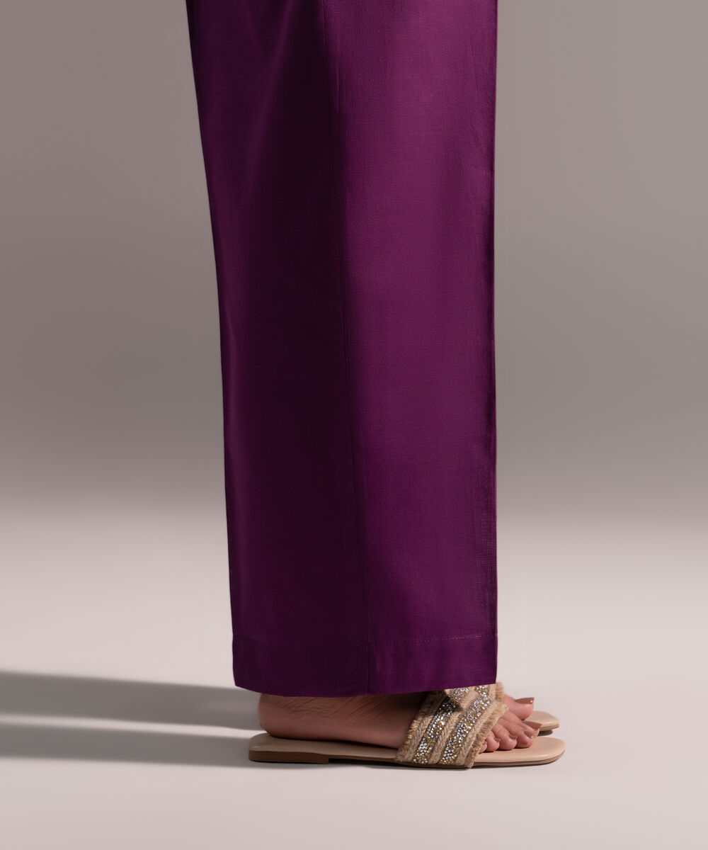Women's RTW Crosshatch Solid Purple Straight Pants