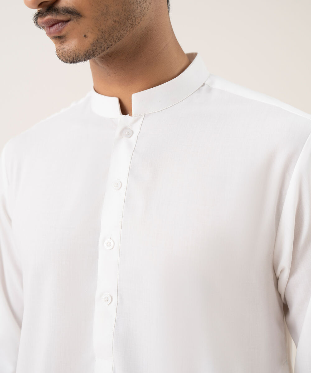 Men's Falak Plain Off-White Kurta Shalwar