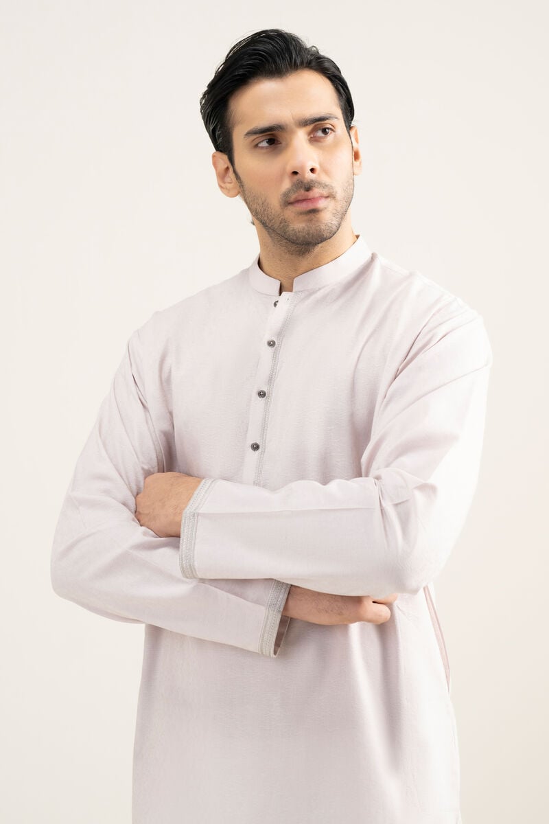 Embroidered Cotton Jacquard Kurta