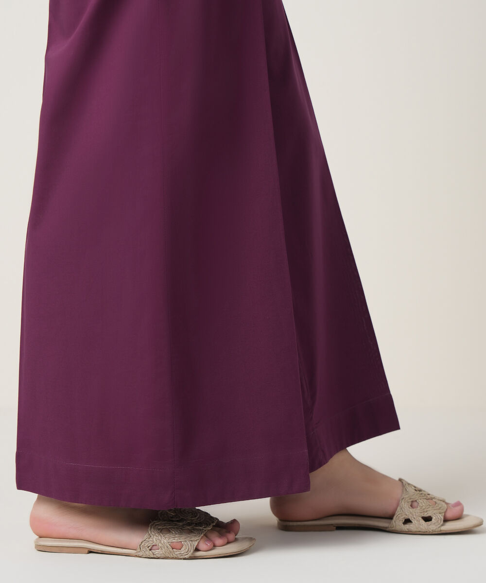Women's RTW Cambric Purple Solid Trousers
