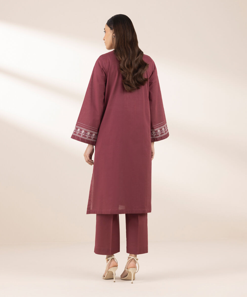 Women's RTW Cross Hatch Red Embroidered A-Line Shirt