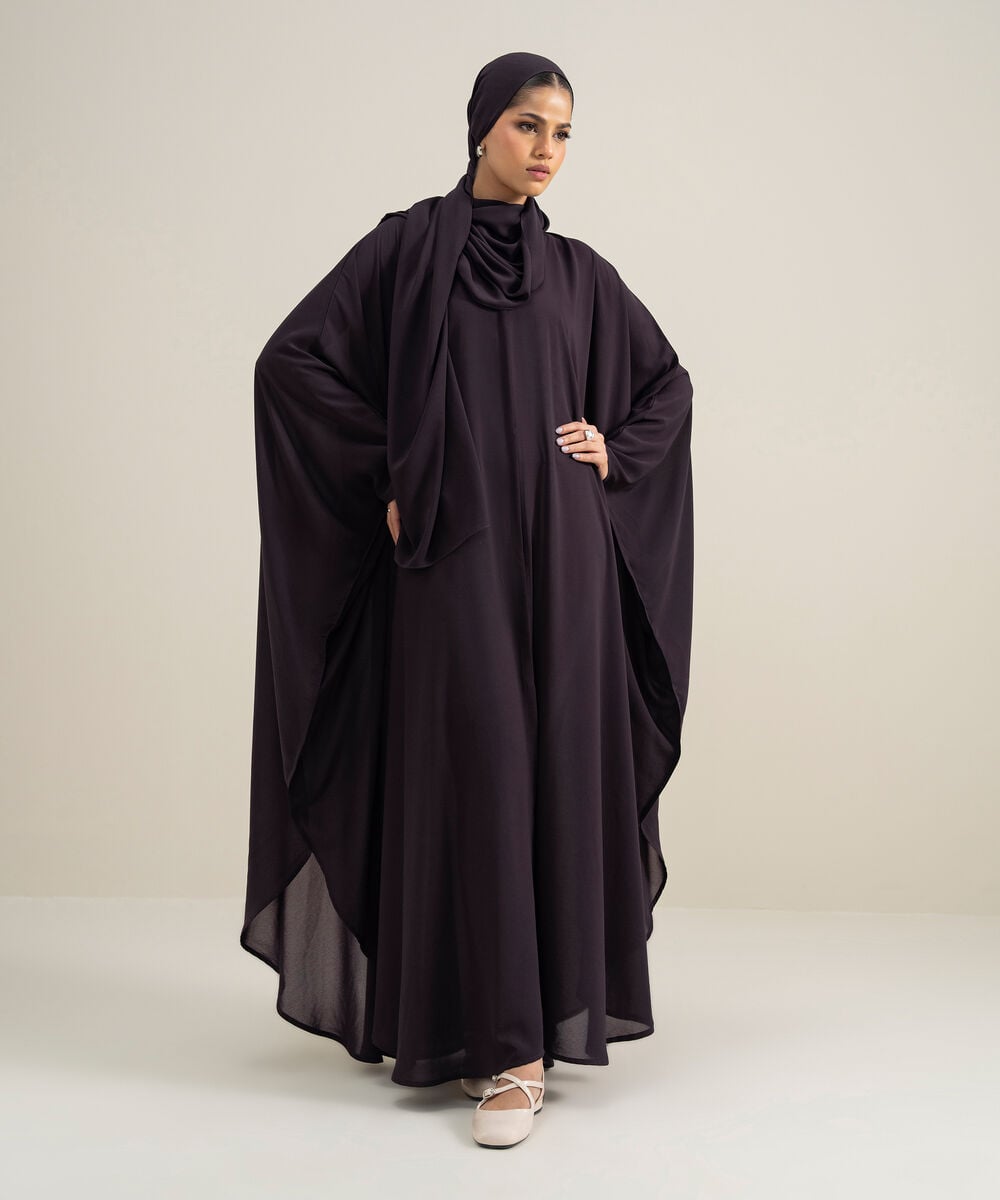 Women's 100% Cotton Purple Kaaftan Abbaya Set
