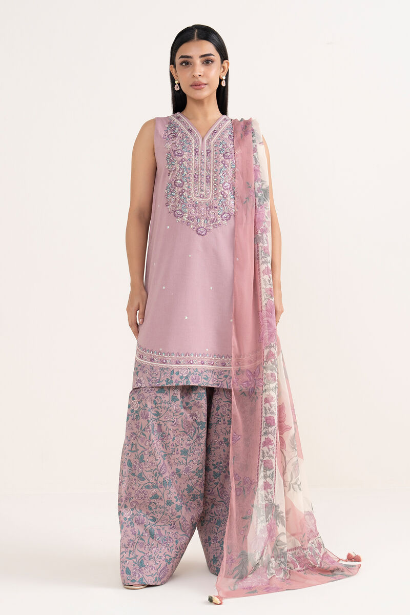 3 Piece -  Embroidered Cotton Viscose Suit