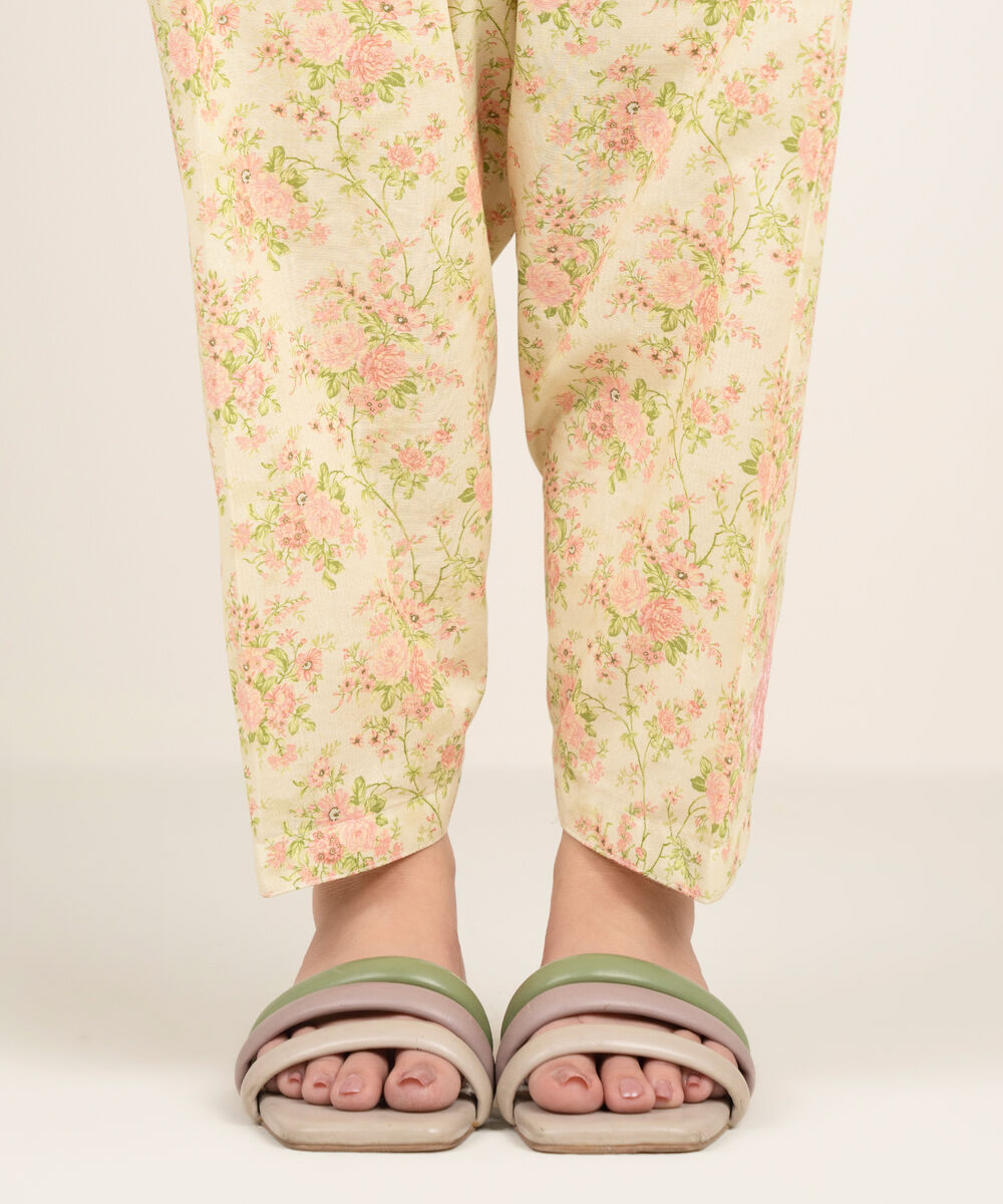 Women's RTW Cambric Embroidered Yellow Skinny Shalwar