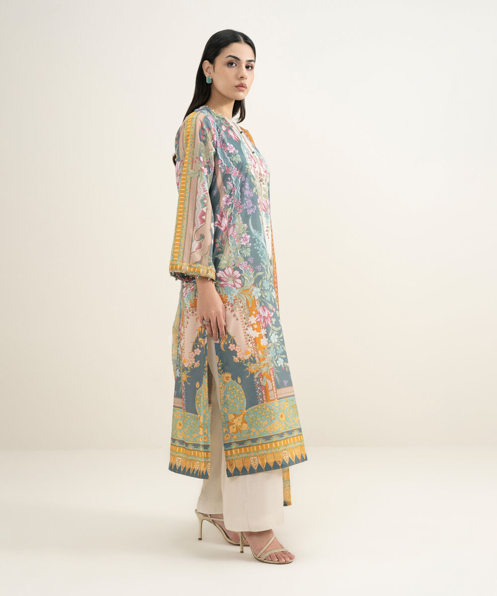 Women's RTW Blended Grip Silk Printed 3 Piece Suit