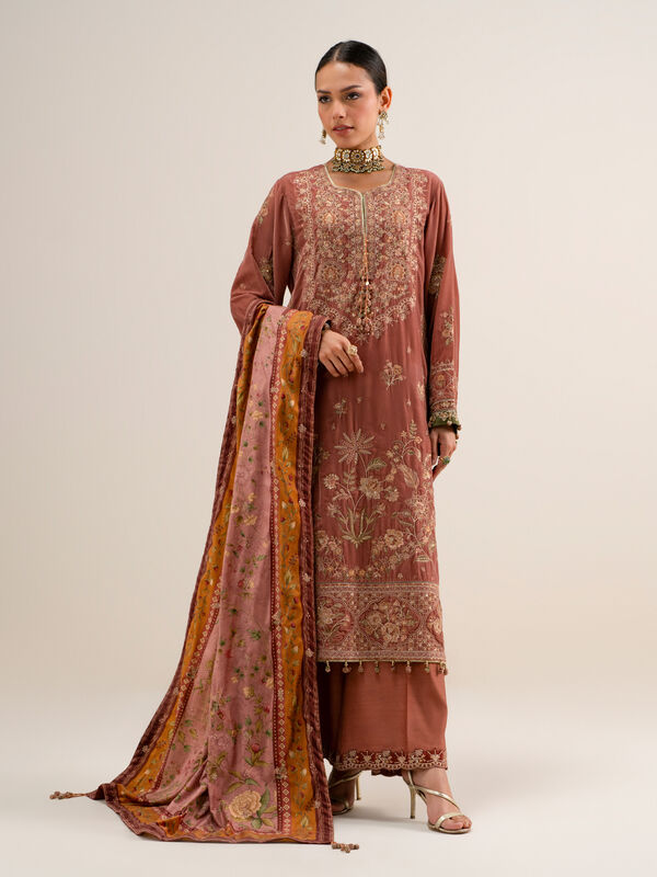 3 Piece - Embroidered Velvet Suit