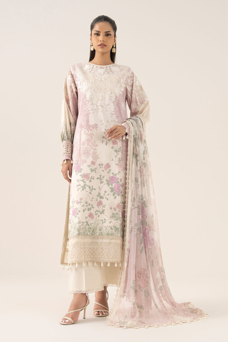 3 Piece - Embroidered Pima Lawn Suit