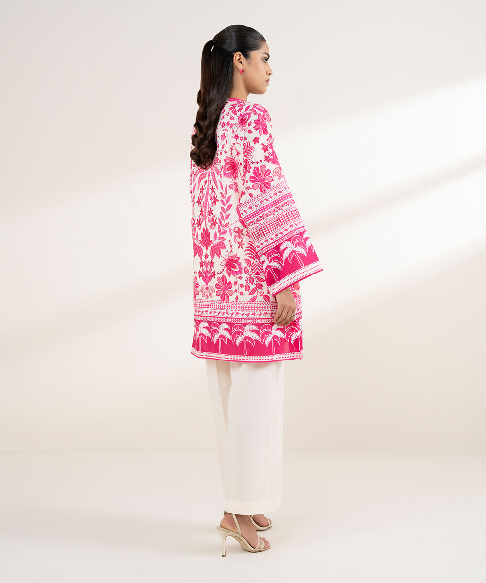 Women's RTW Lawn Pink Printed Boxy Shirt