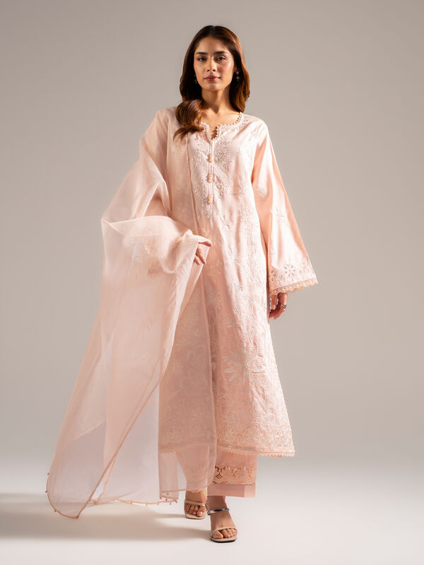 3 Piece - Embroidered Dobby Suit
