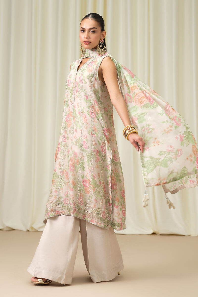 3 Piece - Embroidered Chiffon Suit