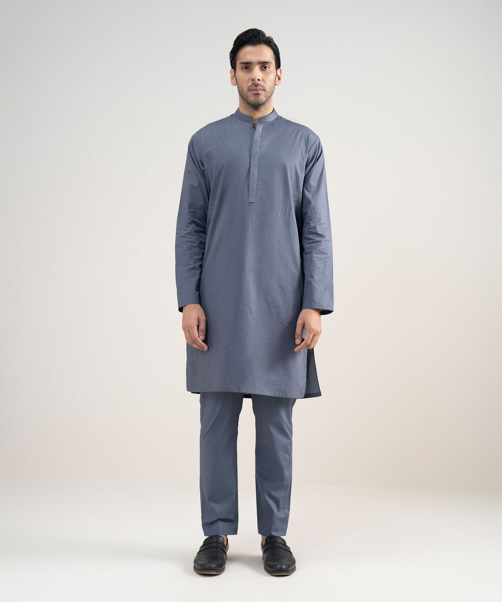 Men's Stitched Premium Cotton Dark Grey Suit