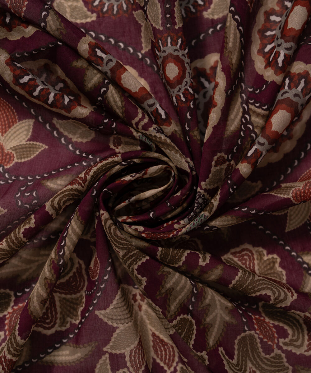 Lawn Printed Deep Maroon Dupatta