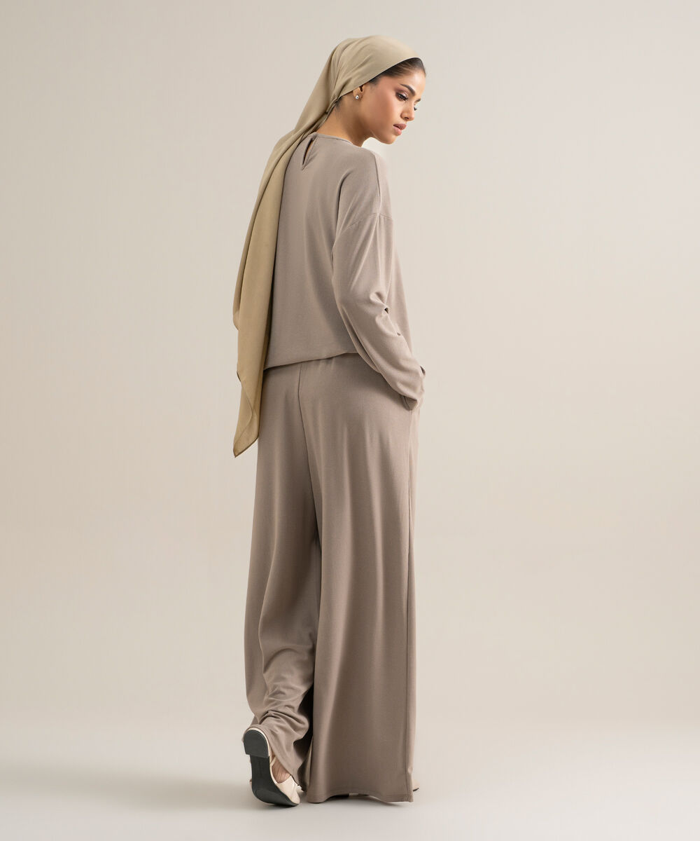 Women's Cotton Taupe Jersey Knit Top