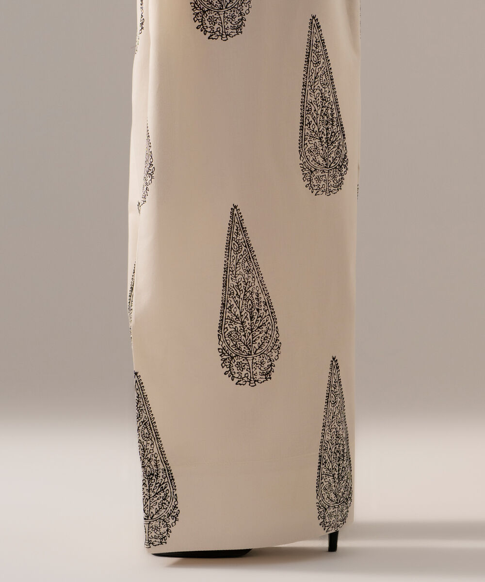 Women's RTW Cambric Printed Off White Farshi Shalwar