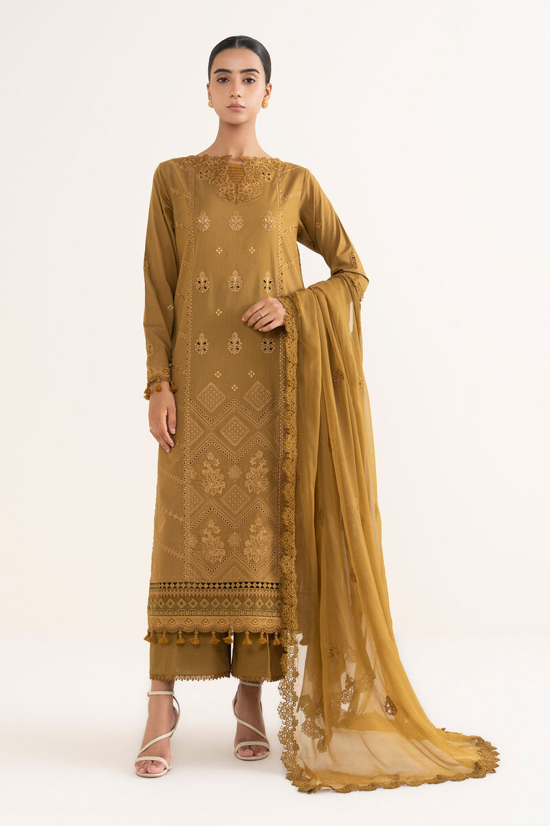 3 Piece -  Embroidered Zari Lawn Suit