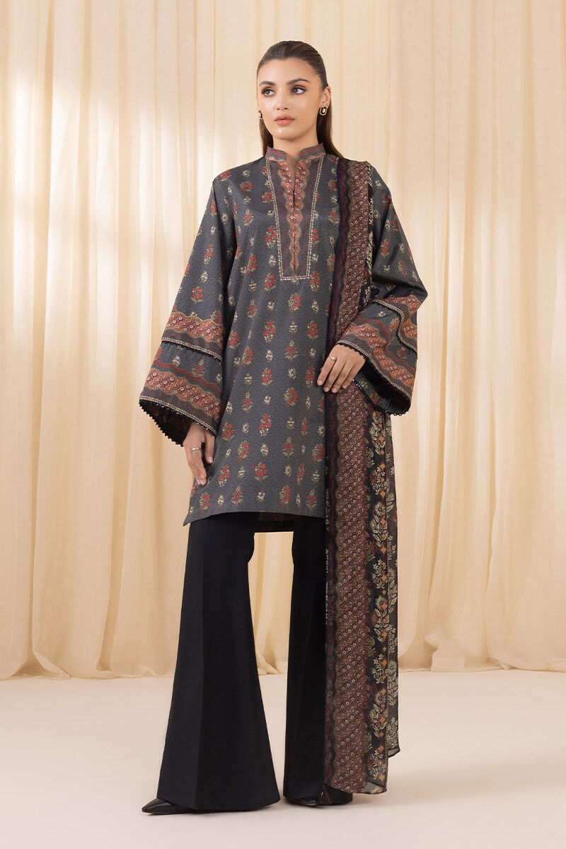 3 Piece - Printed Silk Suit
