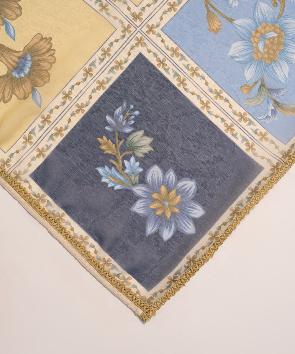 Blended Chiffon Printed Off White Dupatta