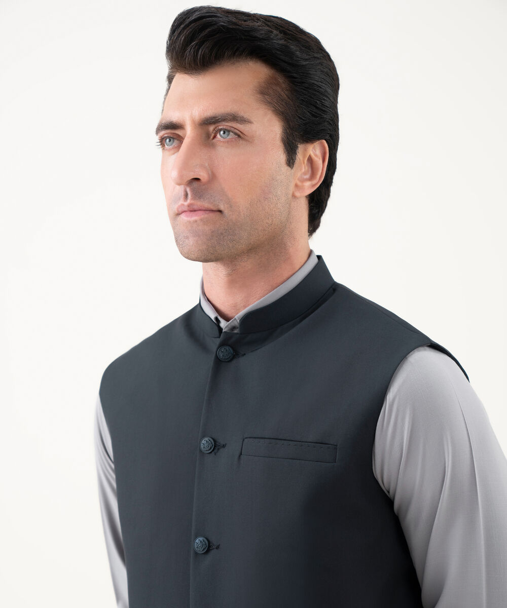 Men's Viscose Plain Navy Waist Coat