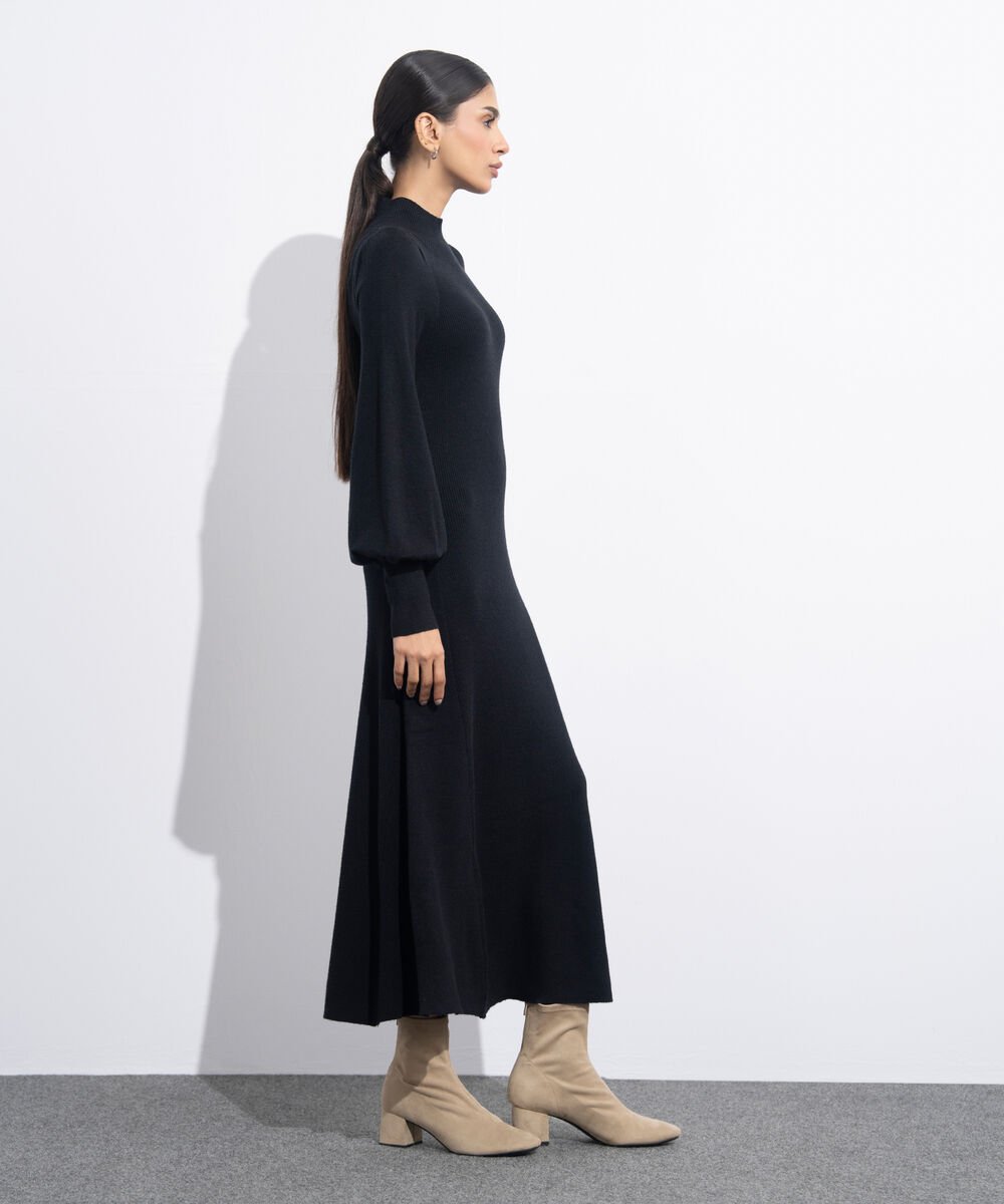 Women's Western Wear Black Sweater Knit Dress