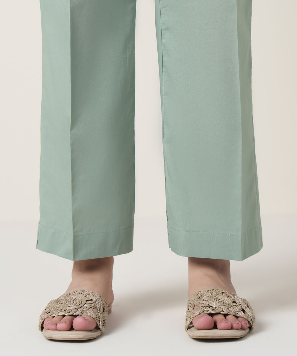 Women's RTW Cambric Grey Solid Trousers