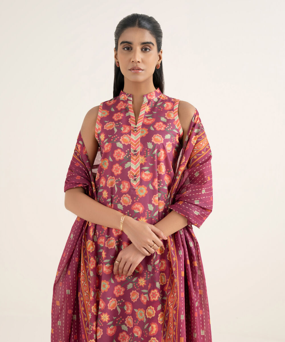 Women's Unstitched Lawn Printed Multi 3 Piece Suit