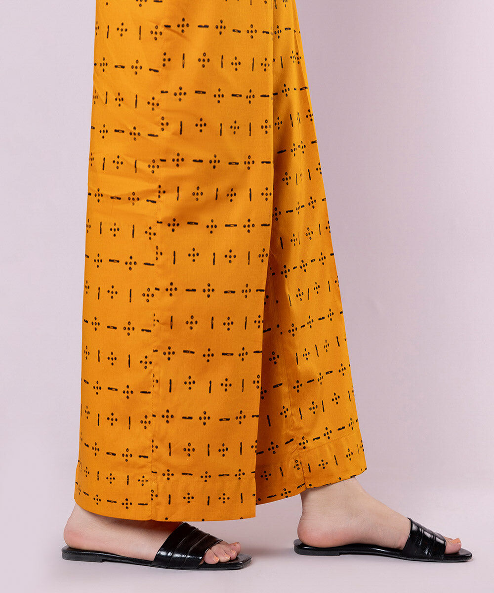 Women's Pret Cotton Viscose Printed Orange Culottes