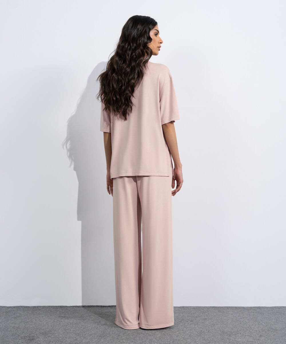 Women's Pink Flowing Loose Fit T-Shirt