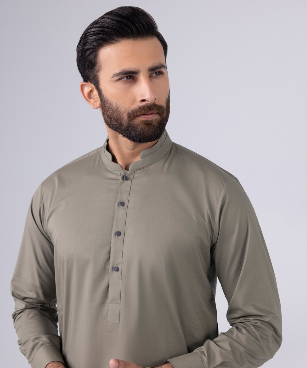 Men's 100% Cotton Stitched Plain Grey Stitched Suit