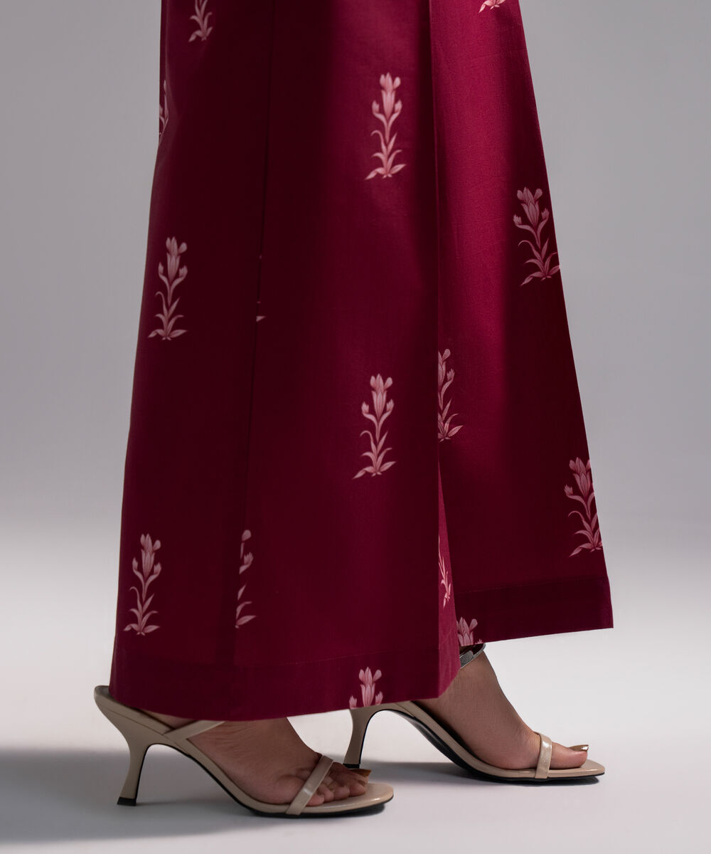 Women's RTW Cambric Printed Plum Flared Pants