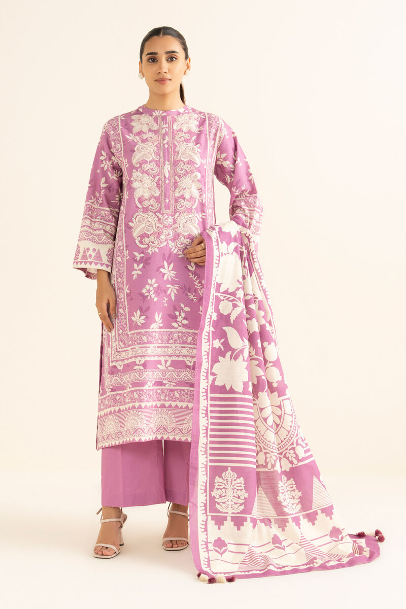 3 Piece - Embroidered Light Khaddar Suit