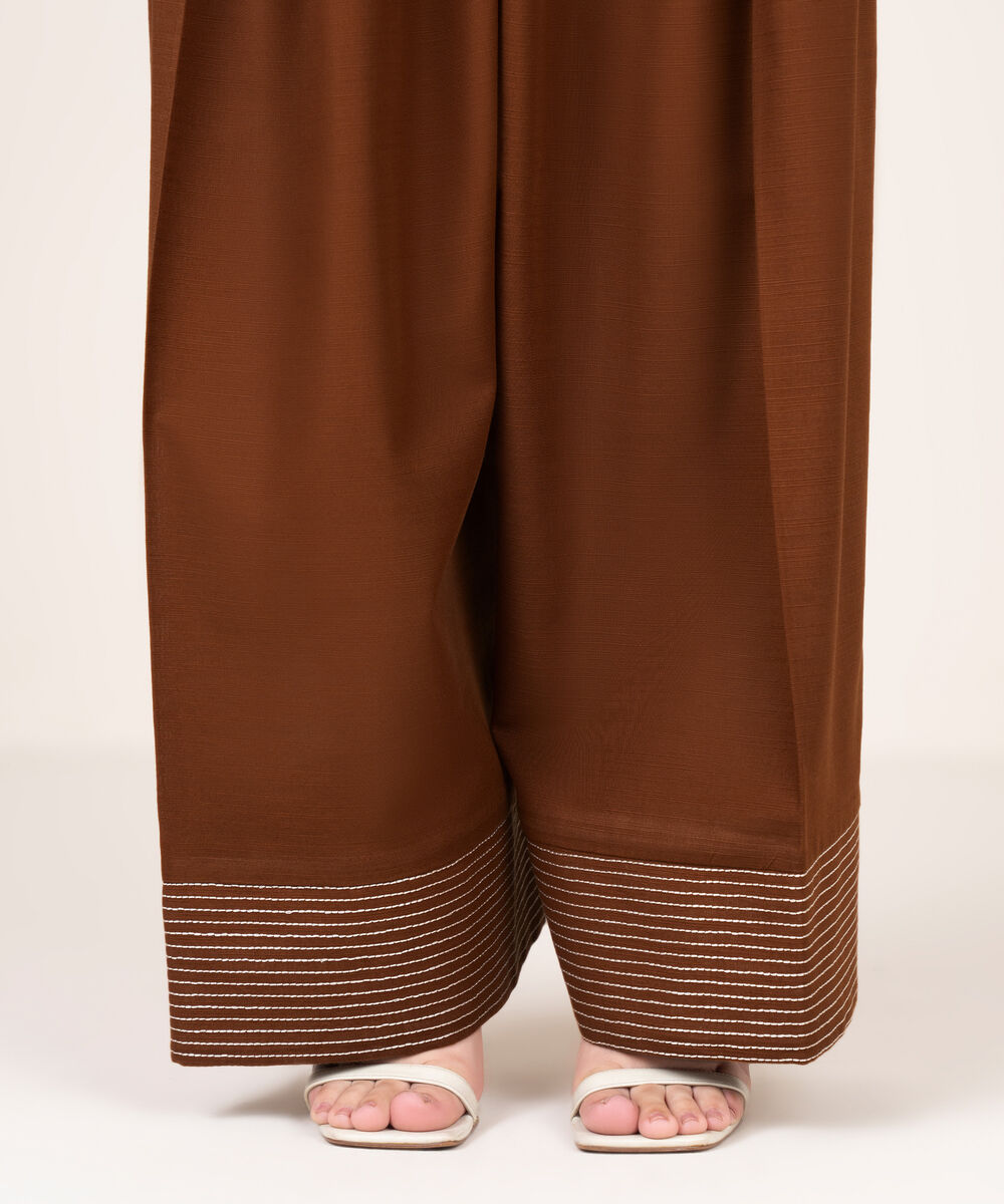 Women's RTW Khaddar Embroidered Mustard Shalwar