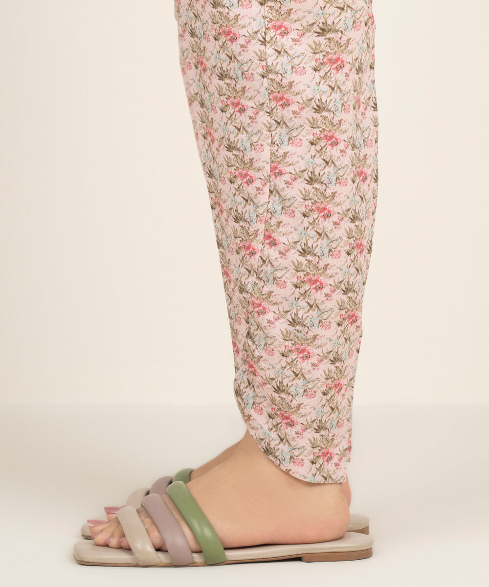 Women's RTW Cambric Printed Pink Skinny Shalwar