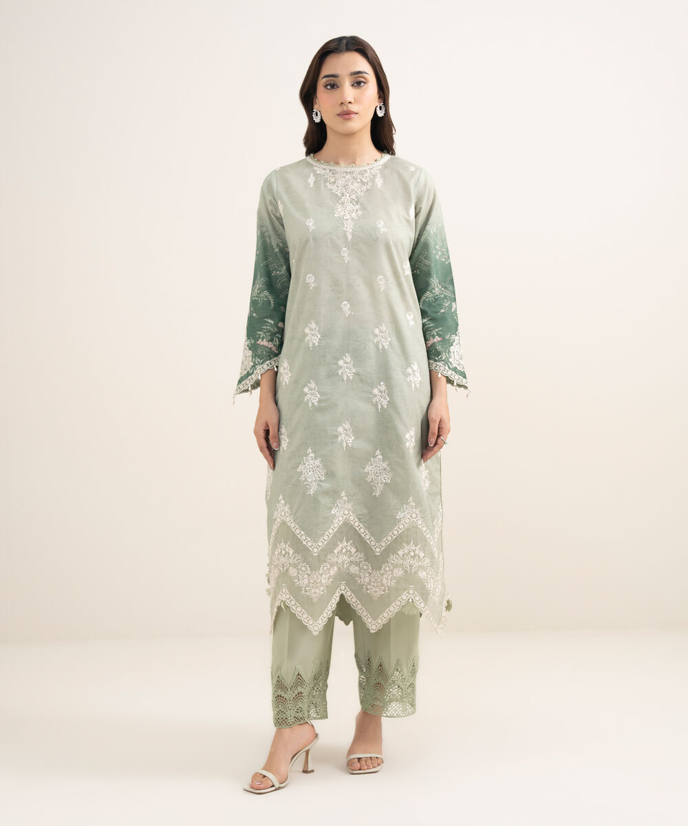 Women's RTW Zari Lawn Embroidered Mint Green 2 Piece Suit