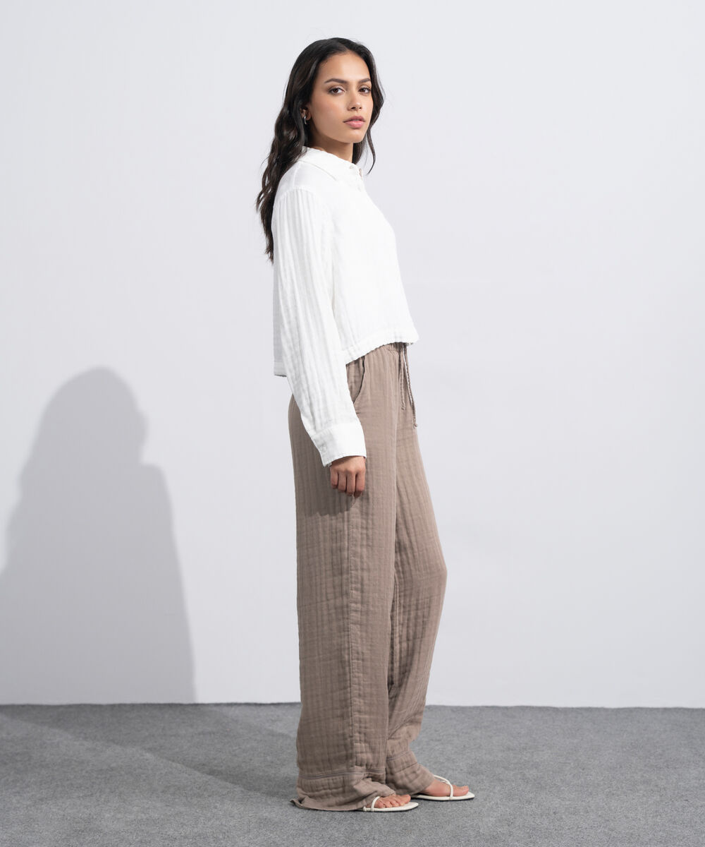 Women's Western White Short Body Cotton Muslin Shirt