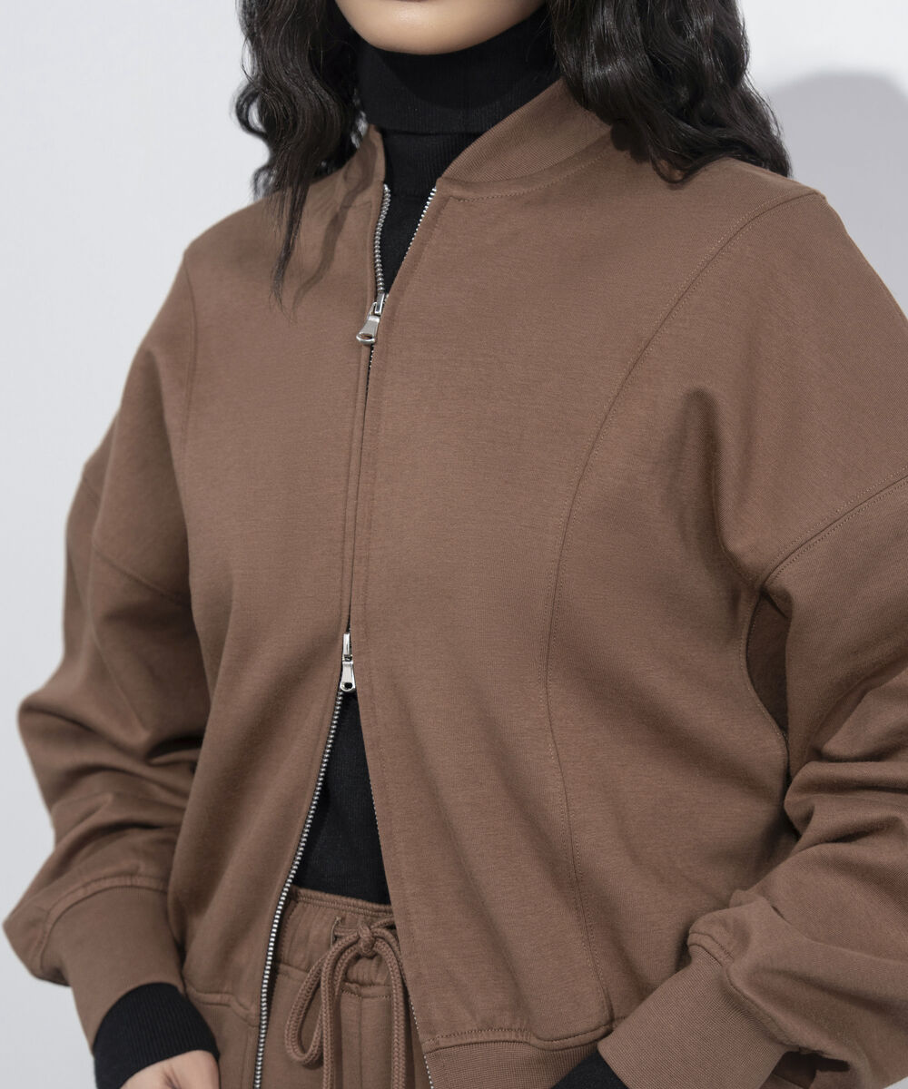 Women's Western Wear Light Brown Interlock Bomber Jacket