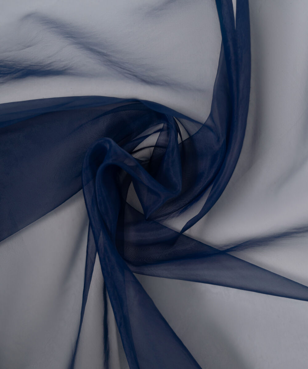 Blended Organza Solid Blue Dupatta