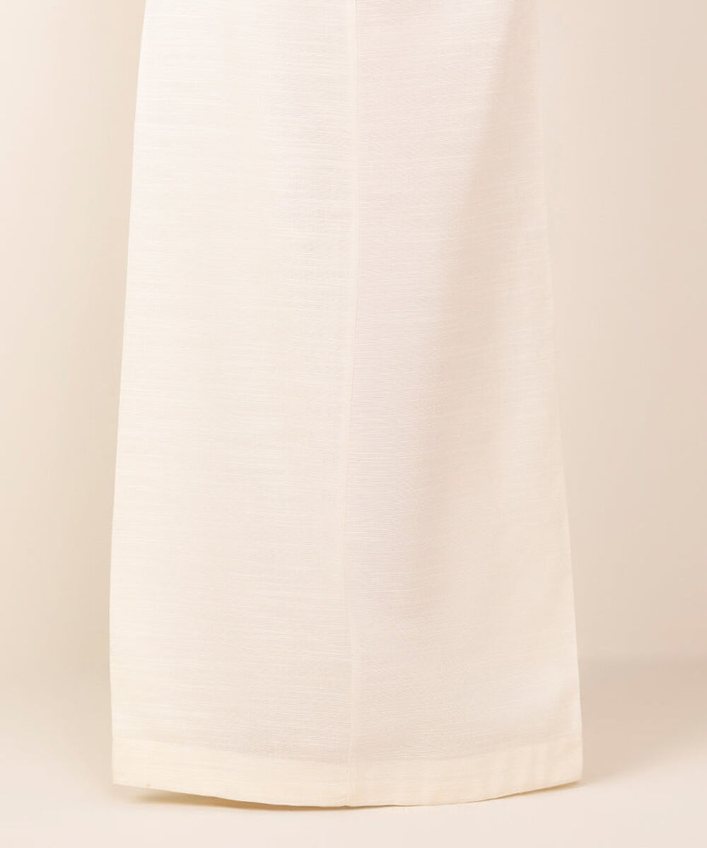 Women's Pret Off White Solid Khaddar Flared Pants