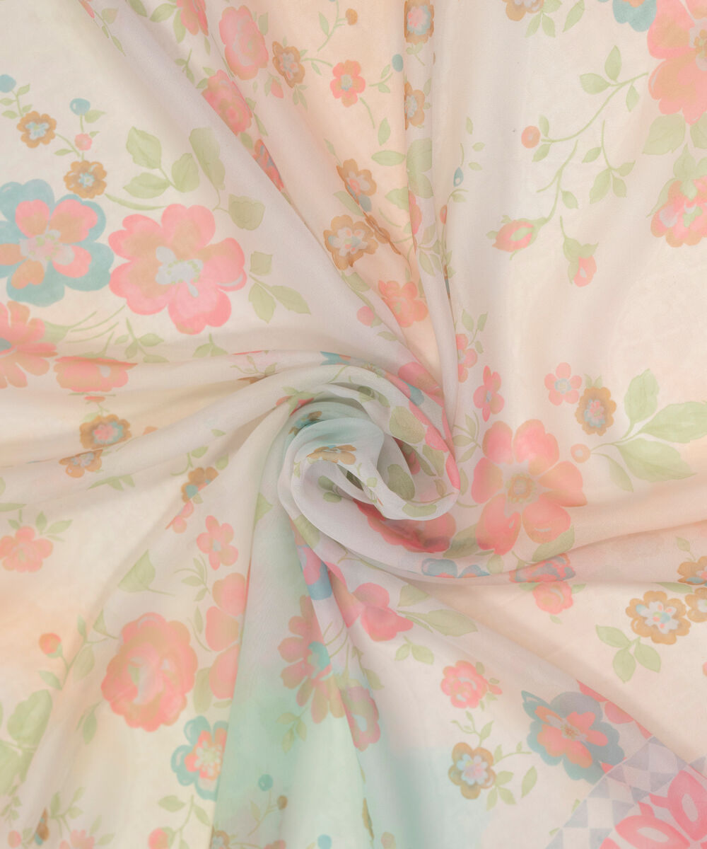 Blended Tissue Printed White Dupatta