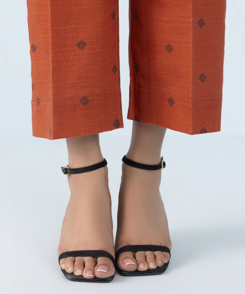 Women's Orange 2 Piece Embroidered Khaddar Suit