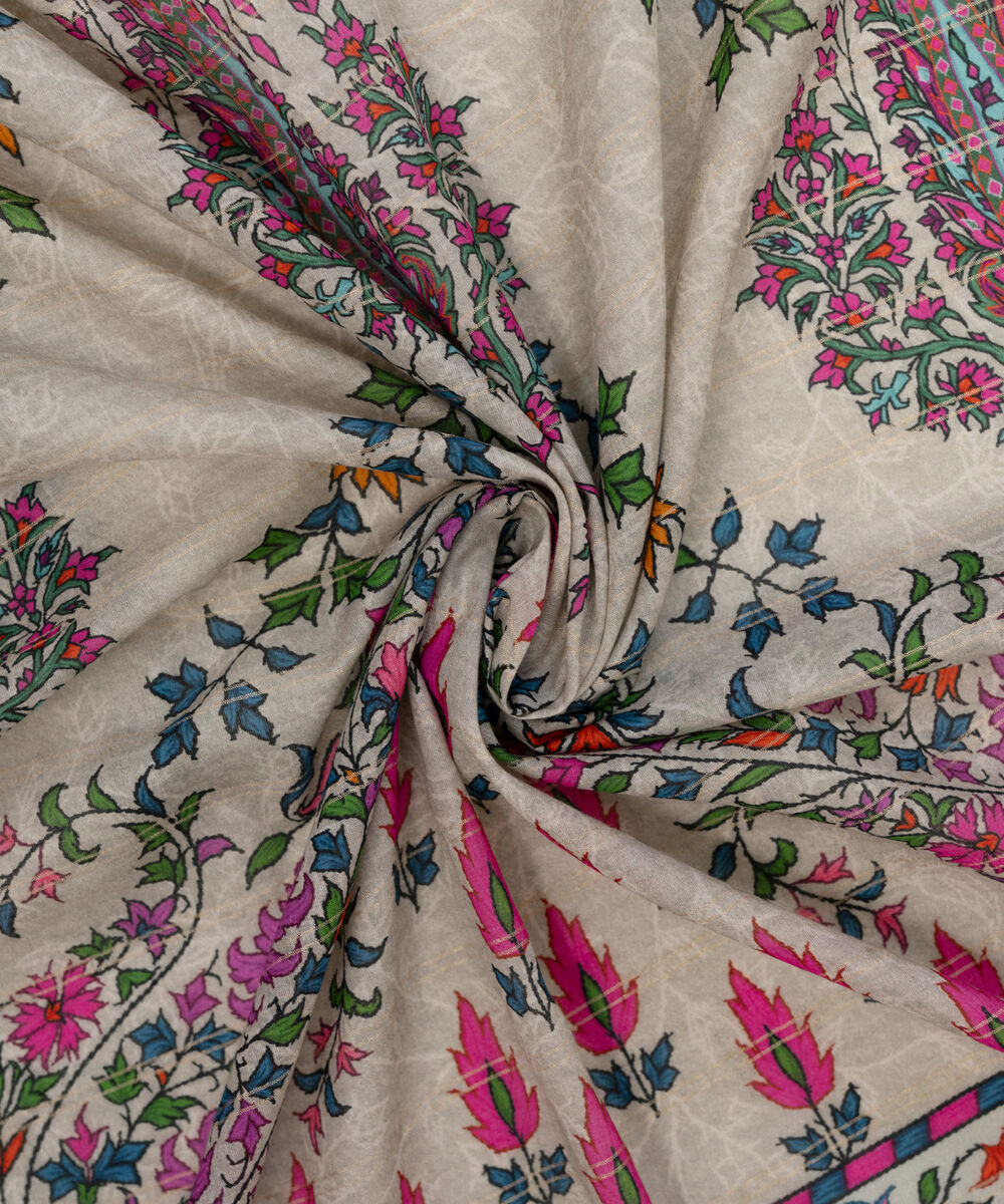 Zari Lawn Printed Grey Dupatta